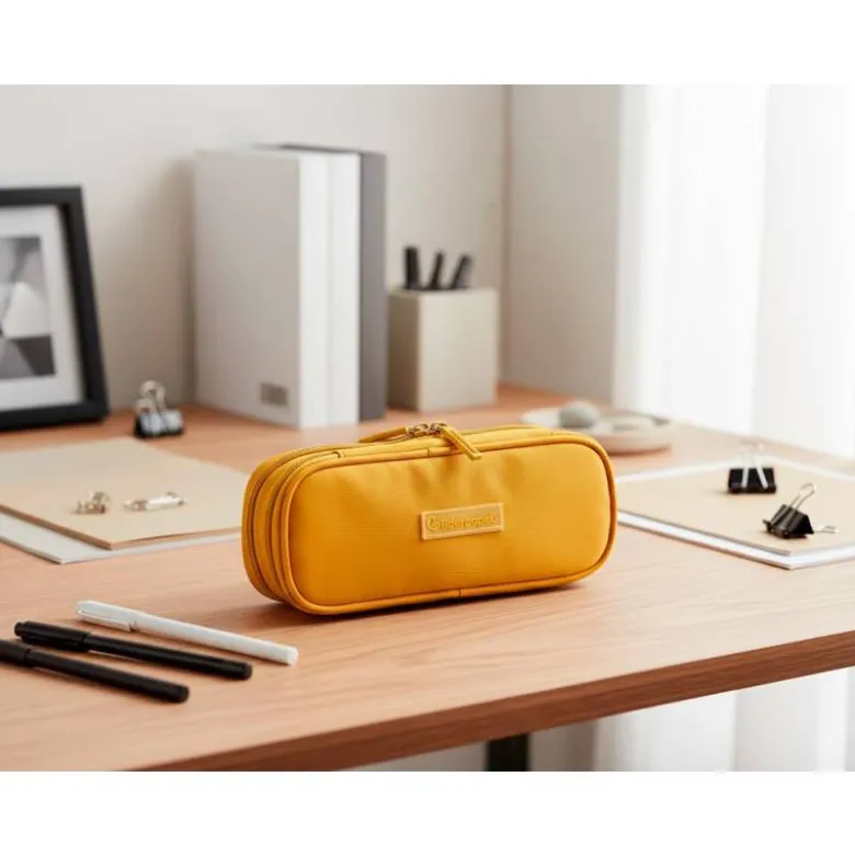 ESTUCHE PORTATODO LIDERPAPEL COLOR POP 2 CREMALLERAS CON COMPARTIMENTO EXTENSIBLE AMARILLO 230 X 60 MM