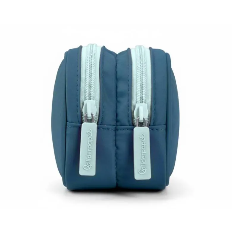 ESTUCHE PORTATODO LIDERPAPEL DUO 3 CREMALLERAS CON BOLSILLOFRONTAL AZUL OSCURO 220X90X70 MM
