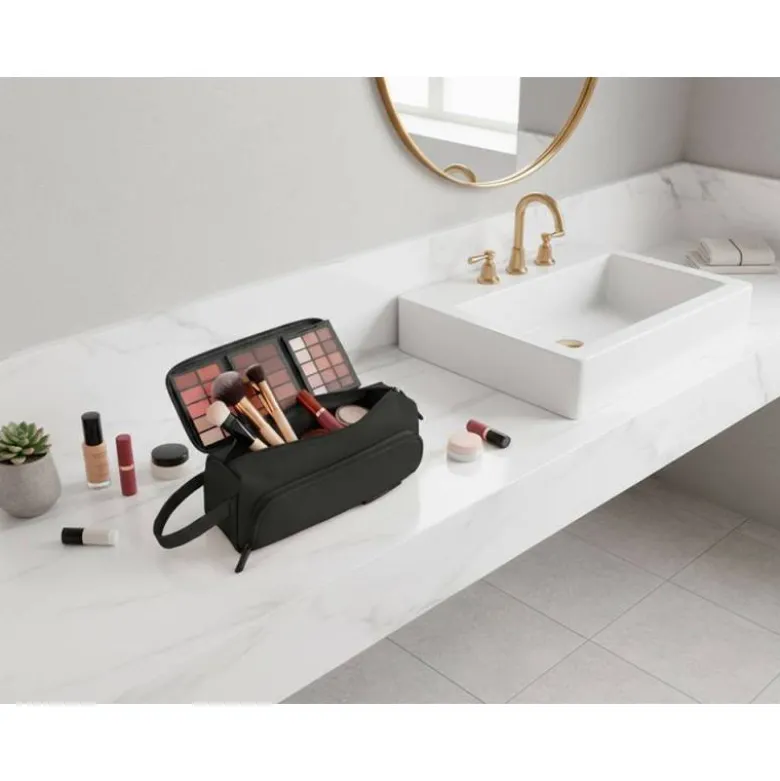 ESTUCHE PORTATODO LIDERPAPEL MINIBAG 2 CREMALLERAS CON BOLSILLO INTERIOR NEGRO 210 X 100 X 70 MM