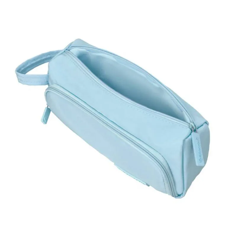 ESTUCHE PORTATODO LIDERPAPEL MINIBAG 2 CREMALLERAS CON BOLSILLO INTERIOR AZUL PASTEL 211 X 100 X 70 MM