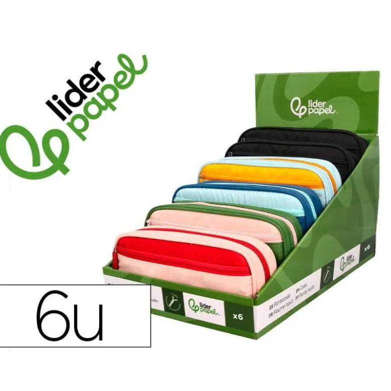 ESTUCHE PORTATODO LIDERPAPEL DUO 3 CREMALLERAS CON BOLSILLO FRONTAL 220X90X50 MM
