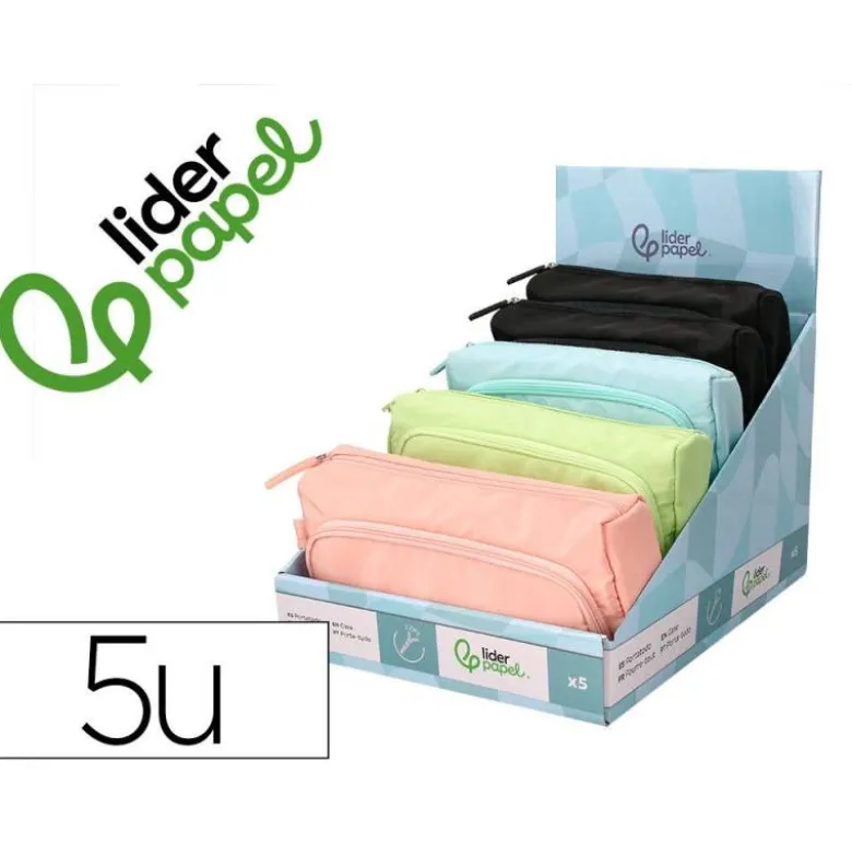 ESTUCHE PORTATODO LIDERPAPEL MINIBAG 2 CREMALLERAS CON BOLSILLO INTERIOR 210X100X70 MM