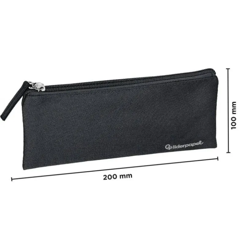 ESTUCHE PORTATODO LIDERPAPEL PLANO ANCHO UNA CREMALLERA 200X100 MM NEGRO