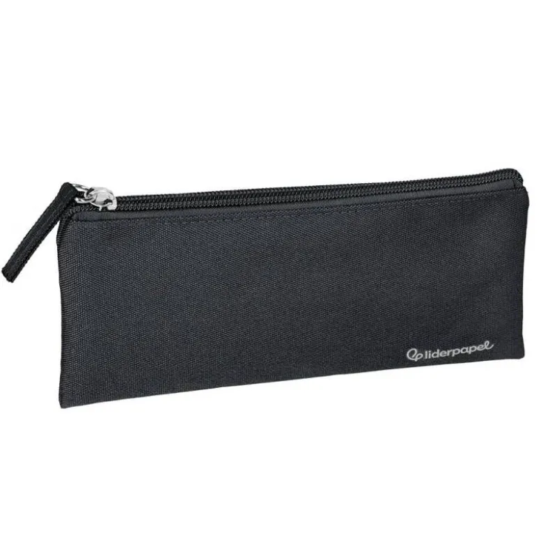 ESTUCHE PORTATODO LIDERPAPEL PLANO ANCHO UNA CREMALLERA 200X100 MM NEGRO