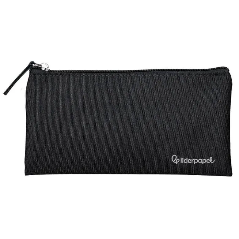 ESTUCHE PORTATODO LIDERPAPEL PLANO ANCHO UNA CREMALLERA 200X100 MM NEGRO