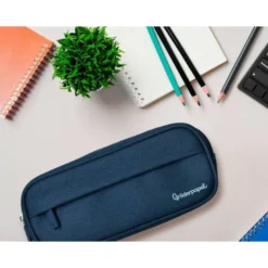 ESTUCHE PORTATODO LIDERPAPEL CLASSIC OVALADO 2 CREMALLERAS CON BOLSILLO DELANTERO 210X90MM AZUL MARINO
