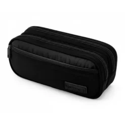ESTUCHE PORTATODO LIDERPAPEL DUO 3 CREMALLERAS CON BOLSILLOFRONTAL NEGRO 220X90X70 MM