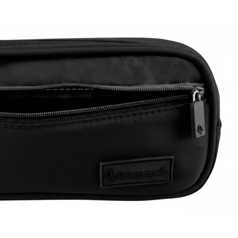 ESTUCHE PORTATODO LIDERPAPEL DUO 2 CREMALLERAS CON BOLSILLOFRONTAL NEGRO 220X90X50 MM