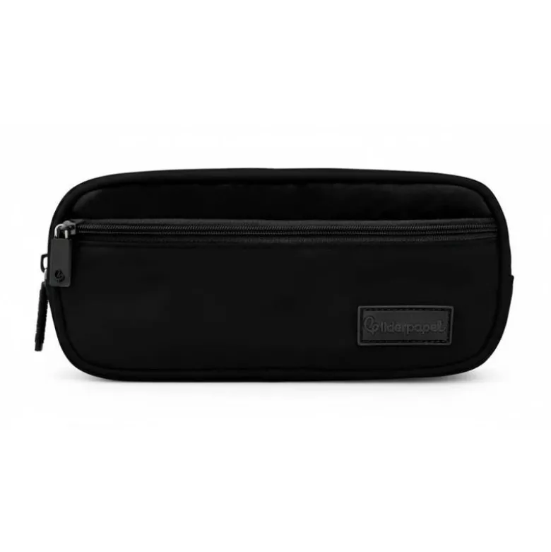ESTUCHE PORTATODO LIDERPAPEL DUO 2 CREMALLERAS CON BOLSILLOFRONTAL NEGRO 220X90X50 MM