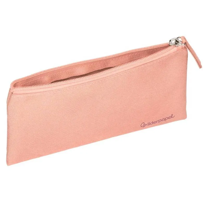 ESTUCHE PORTATODO LIDERPAPEL PLANO ANCHO UNA CREMALLERA 200X100 MM ROSA MELOCOTON