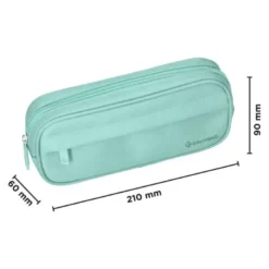 ESTUCHE PORTATODO LIDERPAPEL CLASSIC OVALADO 2 CREMALLERAS CON BOLSILLO DELANTERO 210X90MM VERDE MANZANA