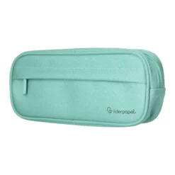 ESTUCHE PORTATODO LIDERPAPEL CLASSIC OVALADO 2 CREMALLERAS CON BOLSILLO DELANTERO 210X90MM VERDE MANZANA