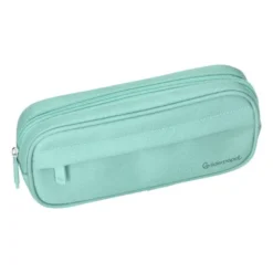 ESTUCHE PORTATODO LIDERPAPEL CLASSIC OVALADO 2 CREMALLERAS CON BOLSILLO DELANTERO 210X90MM VERDE MANZANA
