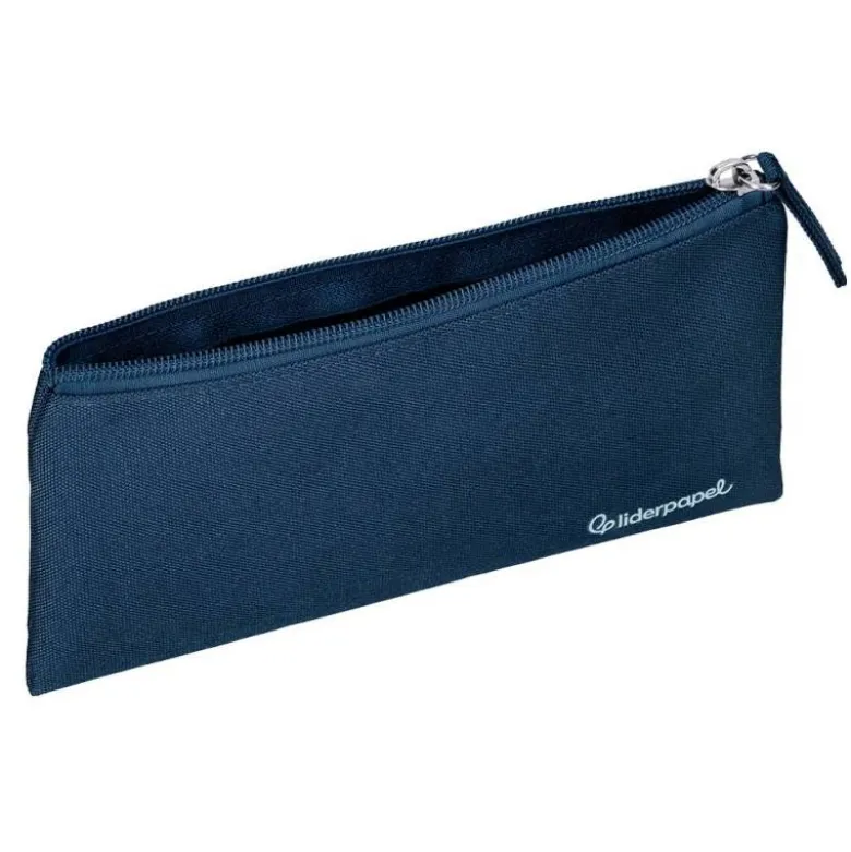 ESTUCHE PORTATODO LIDERPAPEL PLANO ANCHO UNA CREMALLERA 200X100 MM AZUL MARINO