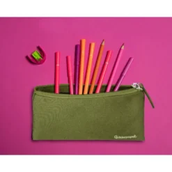 ESTUCHE PORTATODO LIDERPAPEL PLANO ANCHO UNA CREMALLERA 200X100 MM VERDE MILITAR