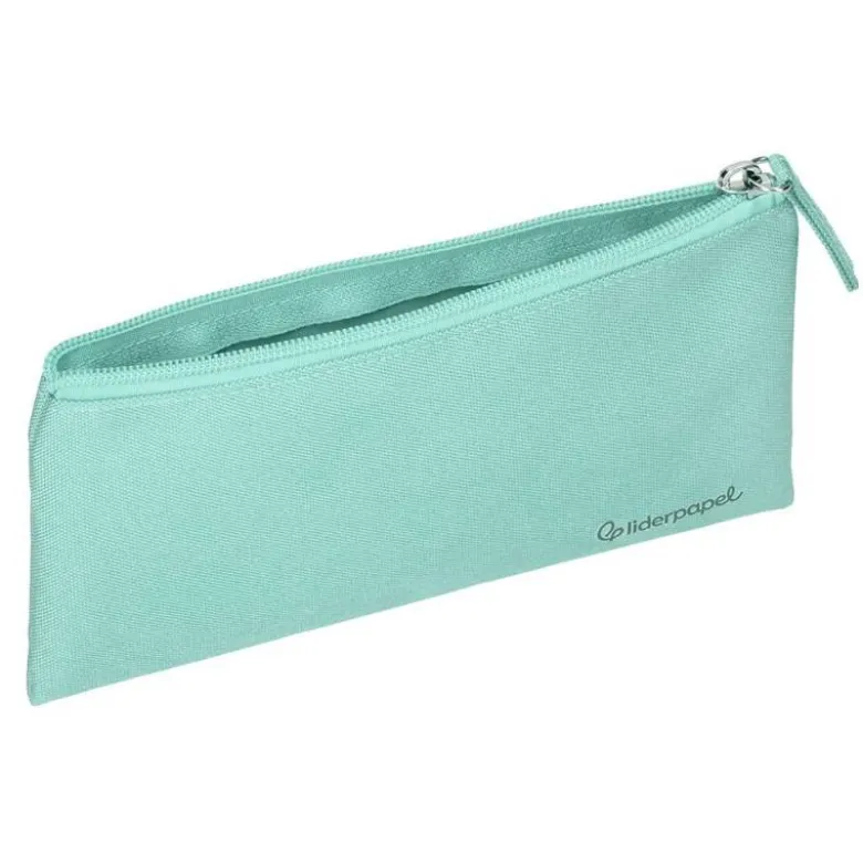 ESTUCHE PORTATODO LIDERPAPEL PLANO ANCHO UNA CREMALLERA 200X100 MM VERDE MANZANA