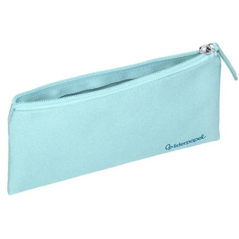 ESTUCHE PORTATODO LIDERPAPEL PLANO ANCHO UNA CREMALLERA 200X100 MM AZUL CELESTE