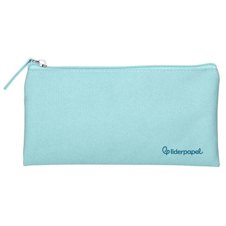 ESTUCHE PORTATODO LIDERPAPEL PLANO ANCHO UNA CREMALLERA 200X100 MM AZUL CELESTE