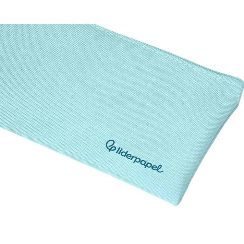 ESTUCHE PORTATODO LIDERPAPEL PLANO ANCHO UNA CREMALLERA 200X100 MM AZUL CELESTE