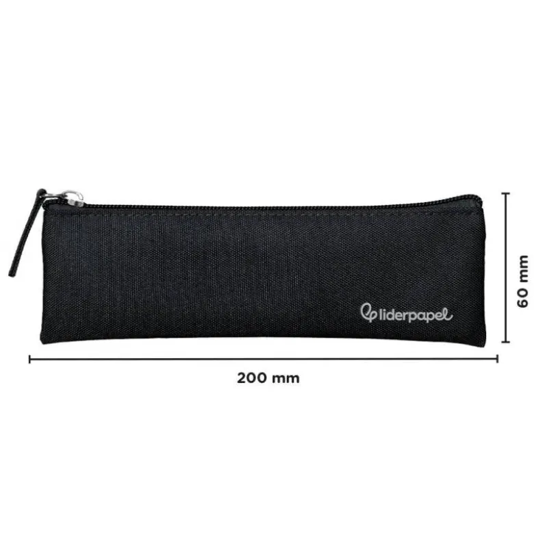 ESTUCHE PORTATODO LIDERPAPEL PLANO ESTRECHO UNA CREMALLERA 200X60 MM NEGRO