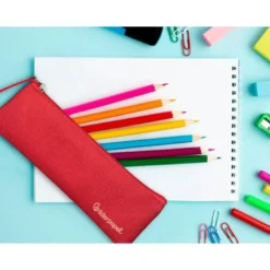 ESTUCHE PORTATODO LIDERPAPEL PLANO ESTRECHO UNA CREMALLERA 200X60 MM ROJO