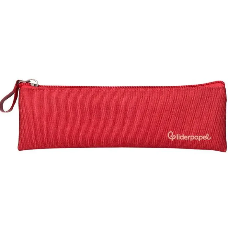 ESTUCHE PORTATODO LIDERPAPEL PLANO ESTRECHO UNA CREMALLERA 200X60 MM ROJO