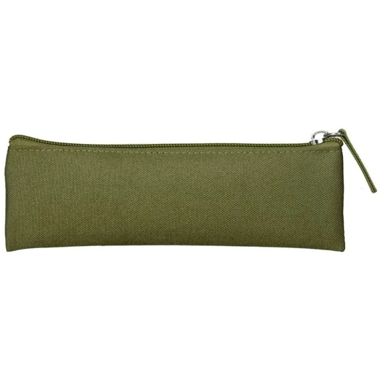 ESTUCHE PORTATODO LIDERPAPEL PLANO ESTRECHO UNA CREMALLERA 200X60 MM VERDE MILITAR