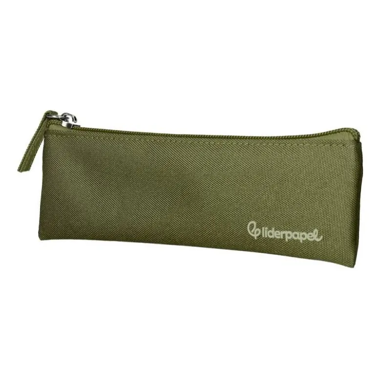 ESTUCHE PORTATODO LIDERPAPEL PLANO ESTRECHO UNA CREMALLERA 200X60 MM VERDE MILITAR