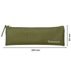 ESTUCHE PORTATODO LIDERPAPEL PLANO ESTRECHO UNA CREMALLERA 200X60 MM VERDE MILITAR