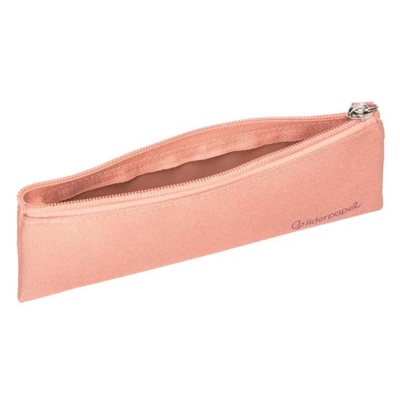 ESTUCHE PORTATODO LIDERPAPEL PLANO ESTRECHO UNA CREMALLERA 200X60 MM ROSA MELOCOTON