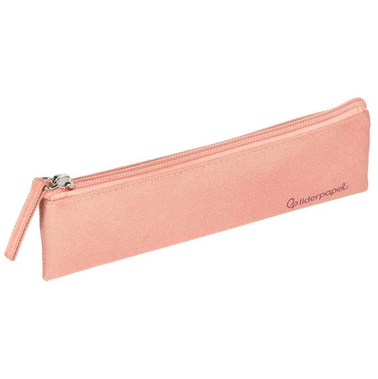 ESTUCHE PORTATODO LIDERPAPEL PLANO ESTRECHO UNA CREMALLERA 200X60 MM ROSA MELOCOTON