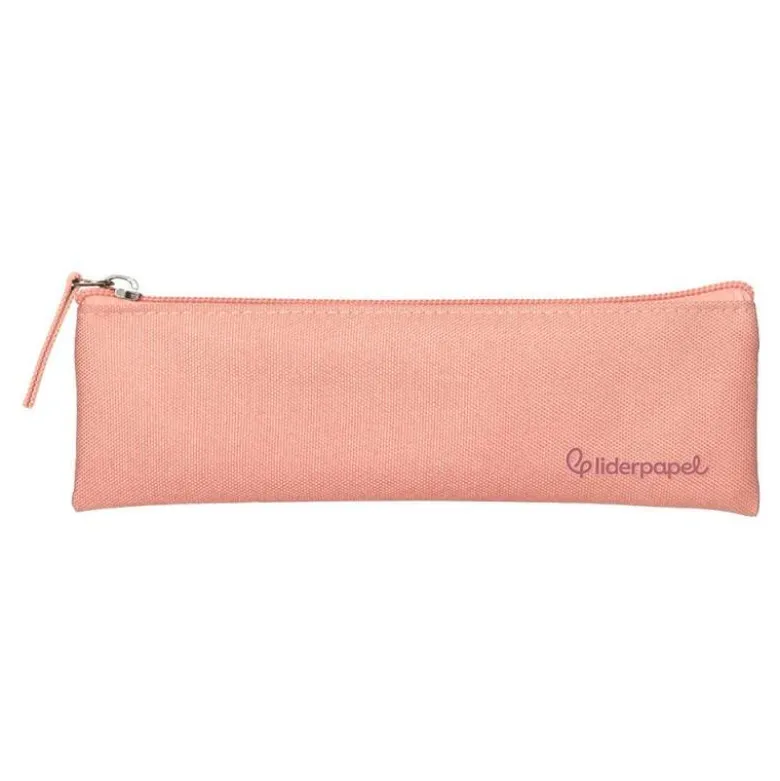 ESTUCHE PORTATODO LIDERPAPEL PLANO ESTRECHO UNA CREMALLERA 200X60 MM ROSA MELOCOTON