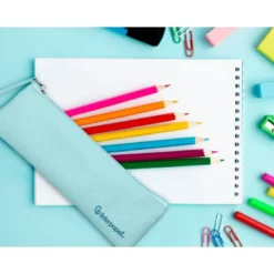 ESTUCHE PORTATODO LIDERPAPEL PLANO ESTRECHO UNA CREMALLERA 200X60 MM AZUL CELESTE