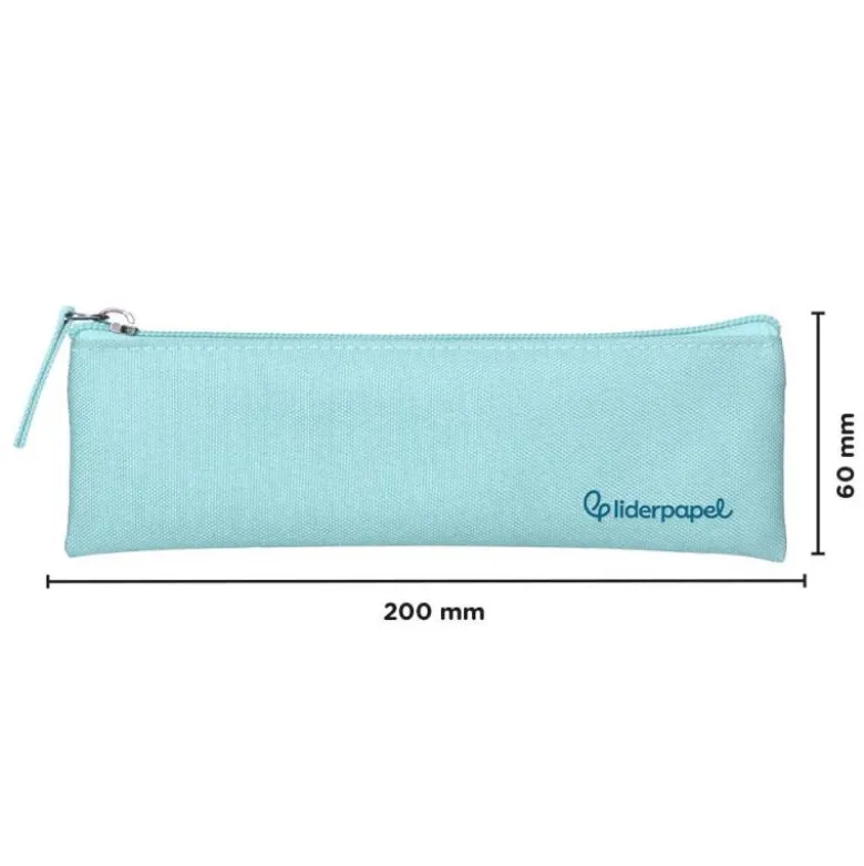 ESTUCHE PORTATODO LIDERPAPEL PLANO ESTRECHO UNA CREMALLERA 200X60 MM AZUL CELESTE
