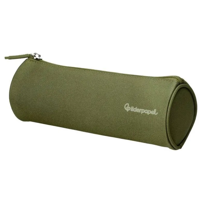 ESTUCHE PORTATODO LIDERPAPEL CLASSIC CILINDRICO ANCHO 210X70MM VERDE MILITAR