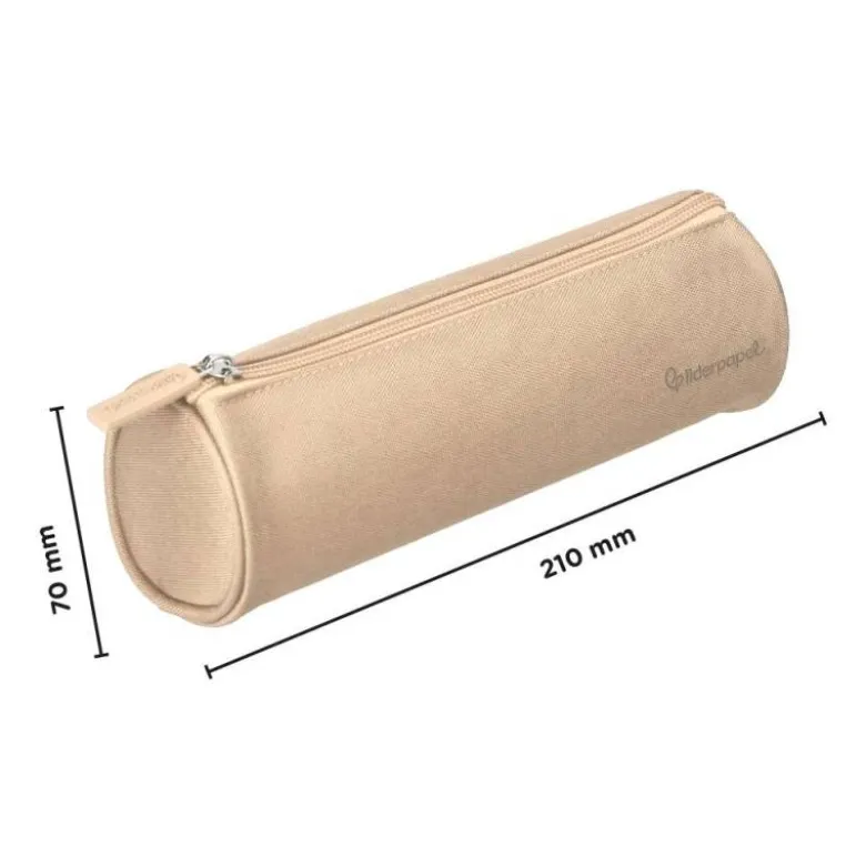 ESTUCHE PORTATODO LIDERPAPEL CLASSIC CILINDRICO ANCHO 210X70MM CREMA