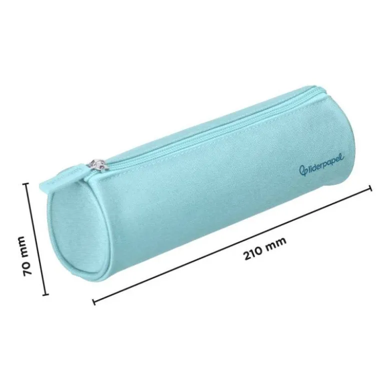ESTUCHE PORTATODO LIDERPAPEL CLASSIC CILINDRICO ANCHO 210X70MM AZUL CELESTE