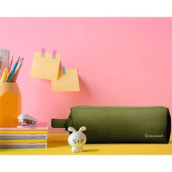 ESTUCHE PORTATODO LIDERPAPEL CLASSIC RECTANGULAR CON ASA 2 CREMALLERAS 210 X80MM VERDE MILITAR