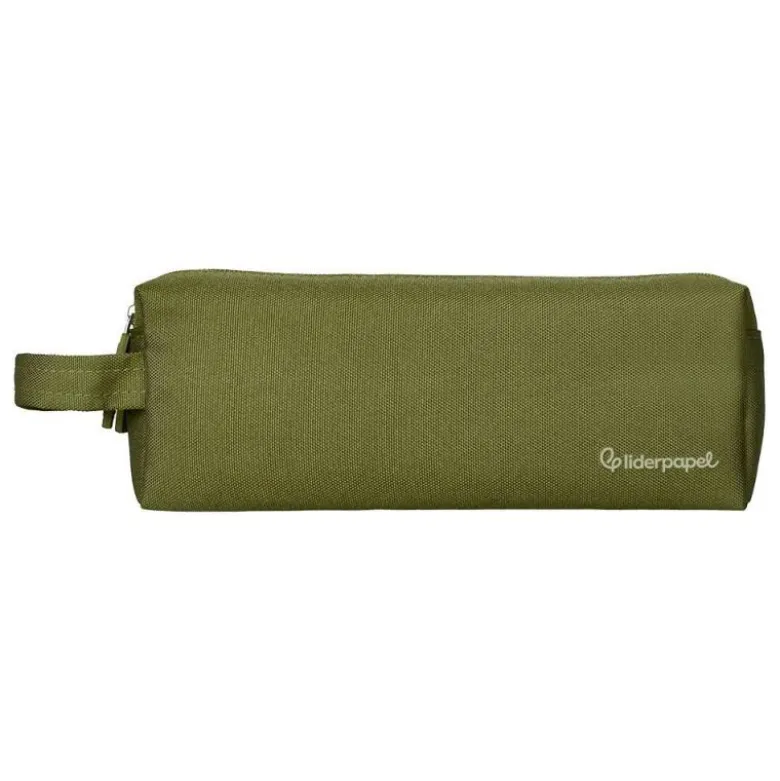 ESTUCHE PORTATODO LIDERPAPEL CLASSIC RECTANGULAR CON ASA 2 CREMALLERAS 210 X80MM VERDE MILITAR