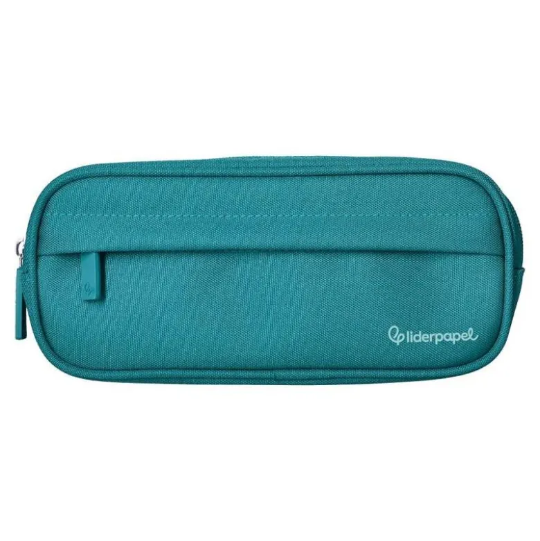 ESTUCHE PORTATODO LIDERPAPEL CLASSIC OVALADO 2 CREMALLERAS CON BOLSILLO DELANTERO 210X90MM AZUL TURQUESA