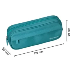ESTUCHE PORTATODO LIDERPAPEL CLASSIC OVALADO 2 CREMALLERAS CON BOLSILLO DELANTERO 210X90MM AZUL TURQUESA