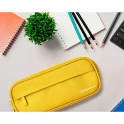 ESTUCHE PORTATODO LIDERPAPEL CLASSIC OVALADO 2 CREMALLERAS CON BOLSILLO DELANTERO 210X90MM AMARILLO