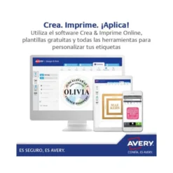 ETIQUETA ADHESIVA AVERY BLANCA REMOVIBLE PARA IMPRESORA LASER INKJET Y FOTOCOPIADORA 45,7X21,2 MM