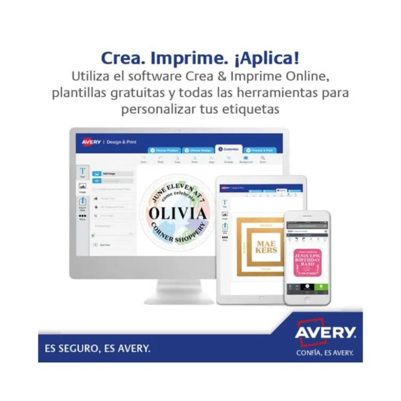 ETIQUETA ADHESIVA AVERY BLANCA REMOVIBLE PARA IMPRESORA LASER INKJET Y FOTOCOPIADORA 45,7X21,2 MM