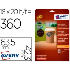 ETIQUETA ADHESIVA AVERY KRAFT EFECTO CARTON OVALADA REMOVIBLE PARA IMPRESORA LASER INYECCION TINTA