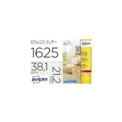 Etiqueta adhesiva Avery 38,1x21,2 mm Amarillo fluorescente Removible caja 1625 unidades