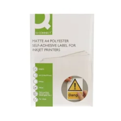 ETIQUETA ADHESIVA Q-CONNECT POLIESTER A4 BLANCO MATE PARA IMPRESORAS INKJET PACK CON 20 HOJAS
