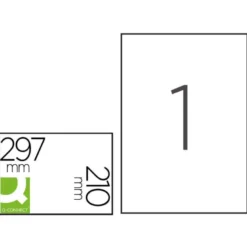 ETIQUETA ADHESIVA Q-CONNECT POLIESTER A4 BLANCO MATE PARA IMPRESORAS INKJET PACK CON 20 HOJAS