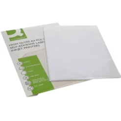 ETIQUETA ADHESIVA Q-CONNECT POLIESTER A4 BLANCO ALTO BRILLO PARA IMPRESORAS INKJET PACK CON 20 HOJAS