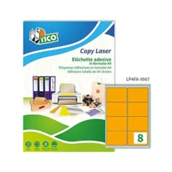 ETIQUETA ADHESIVA TICO NARANJA FLUOR PERMANENTE FSC LASER/INKJET/FOTOCOPIA 99,1X 67,7 MM CAJA DE 560 UNIDADES